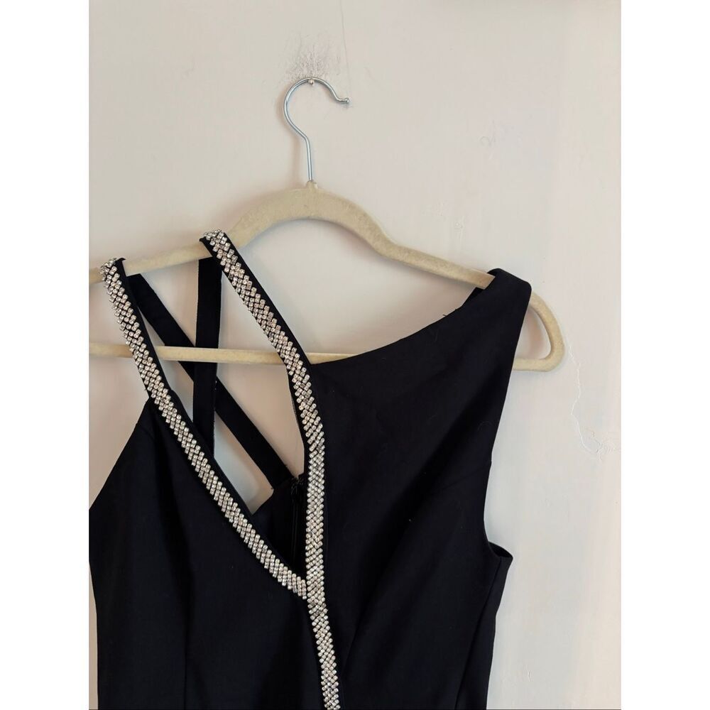 Topshop Black Diamanté Bodycon Dress Size 4 Asymmetrical Cutout NWT - Picture 6 of 11
